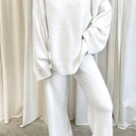 Comfortable Solid Color V-neck Daily Two-piece Set