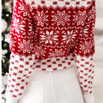Christmas Pattern Knitted Crew Neck Long Sleeved Sweater