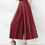 5 Colors Loose Solid Color Ramie Cotton Wide Leg Pants