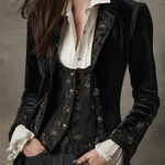 Elegant Black Velvet Embroidered Blazer