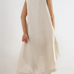 High-Low Loose Solid Color Round-Neck Midi Dresses