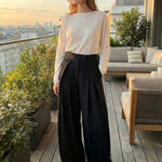 High Waisted Loose Pleated Solid Color Pants