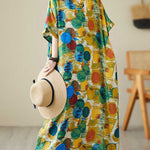 Batwing Sleeves Half Sleeves Contrast Color Polka-Dot V-Neck Maxi Dresses