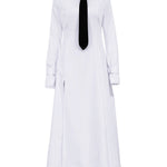 A-Line Flared Sleeves Buttoned Solid Color Split-Joint Split-Side Lapel Maxi Dresses Shirt Dress
