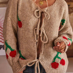 Cherry Embroidered Cardigan Sweater
