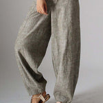 Solid Color Casual Plain Linen Pants