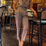 Loose Sleeveless Buckle Solid Color Stand Collar Blouses&Shirts Tops