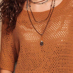 Boho Open-Knit Short Sleeve Top