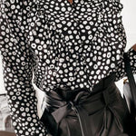 Autumn and winter polka dot ruffle long sleeve shirt