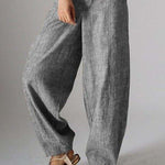Solid Color Casual Plain Linen Pants