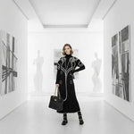 False Two Long Sleeves Print Half Turtleneck Midi Dresses Sweater Dresses