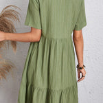 A-Line Loose Pleated Solid Color Split-Joint V-Neck Mini Dresses