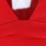 A-Line Elasticated Waist Backless Pleated Solid Color Split-Joint Deep V-Neck Mini Dresses