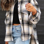 Autumn and winter long sleeve loose plaid shirt woolen coat