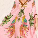 Unique Drop Shoulder Sleeve Coconut Tree Printed Dress