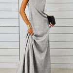 A-Line Loose Solid Color Round-Neck Maxi Dresses