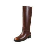 Simple leather knee-high boots