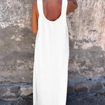 Solid Floral Embellished Sleeveless Loose Maxi Dress