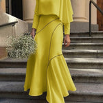 Long Sleeves Loose Asymmetric Solid Color Split-Joint Round-neck T-Shirts Tops