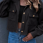 Flap Pockets Turn Down Collar Corduroy Shacket
