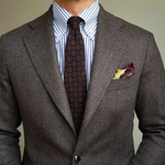 Men's Vintage Herringbone Notch Lapel Two Buttons Slim Blazer