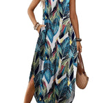Casual V-neck halter slit bohemian beach resort maxi dress