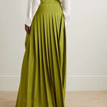 High Waisted Loose Pleated Solid Color Split-Side Skirts