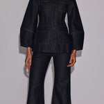 Long Sleeves Puff Sleeves Buttoned Pockets Split-Joint Lapel Outerwear