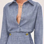 Long Sleeves Solid Color Split-Joint Lapel Blouses&Shirts Tops