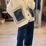 Unique Denim Patchwork Pockets Cardigan
