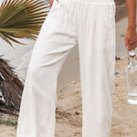 Fresh Air Linen Blend Pocketed Smocked Pants