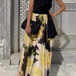 Sexy Bandeau Fit Top and Floral Print Maxi Skirt Set