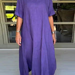 Classy Plain Half Sleeve Midi Dress