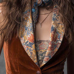 Vintage-style Printed Collar Velvet Vest