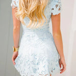 Special Occasion Cutout Floral Lace High Neck Short Cape Sleeve Mini Dress