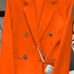 Metal-buttoned double-breasted suit jacket