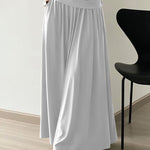 High Waisted Loose Solid Color Long Skirts Skirts Bottoms