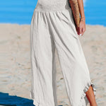 Women's High-Waist Pleated Irregular Hem Cotton And Linen Loose Casual Pants