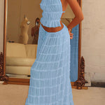 Passion and Romance Pleated Back Elastic Straps Adjustable Halter Tank