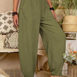 Casual Plain Loose Cotton Harem Pants