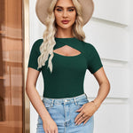 Zeagoo Womens Short Sleeve T Shirts 2024 Summer Casual Knit Slim Fit Trendy Basic Cute Sweater Tops