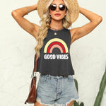 Zeagoo Women's Summer Crop Tank Tops 2024 Casual Crewneck Cropped Tops Graphic Loose Fit Sleeveless Shirts