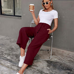 Zeagoo Women's Trousers Casual Wide Straight Cut Suit Trousers (DE Only)
