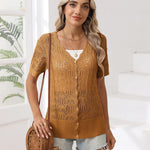Zeagoo Women's Short Sleeve Cardigan V-Neck Button up Sweater