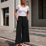 Zeagoo Women's Trousers Casual Wide Straight Cut Suit Trousers (DE Only)