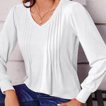 Zeagoo Women'S Puff Long Sleeve Shirts Pleated V Neck Tunic Tops