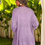 Zeagoo Womens 2024 Lightweight Crochet Cardigan Sweaters Open Front 3/4 Sleeve Knit Kimono Summer Boho Cover Up