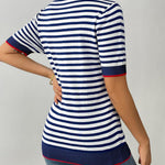 Zeagoo Womens Casual Short Sleeve Striped Sweater Shirt