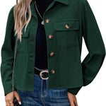 Zeagoo Womens Fashion Cropped Shackets Button Down Crop Jackets