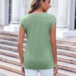 Zeagoo Womens Cap Sleeve V Neck T Shirts with Pocket